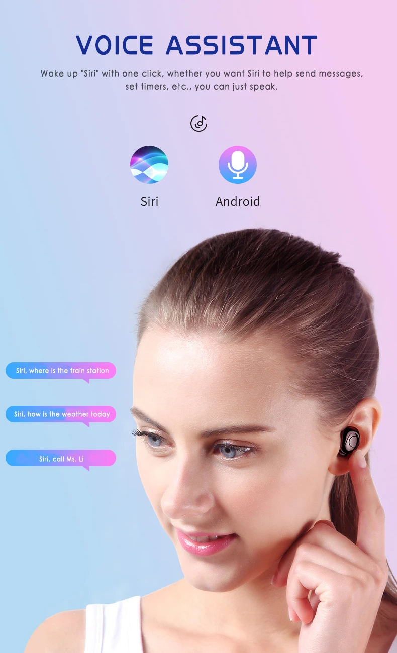 Беспроводная bluetooth-гарнитура 5 0 светодиодный дисплей ультра-маленькие наушники в