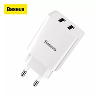 baseus portable dual usb charger 5v 2 1a for iphone x 8 7 6 charger eu plug fast wall charger for samsung s8 note 8 xiaomi mi 8