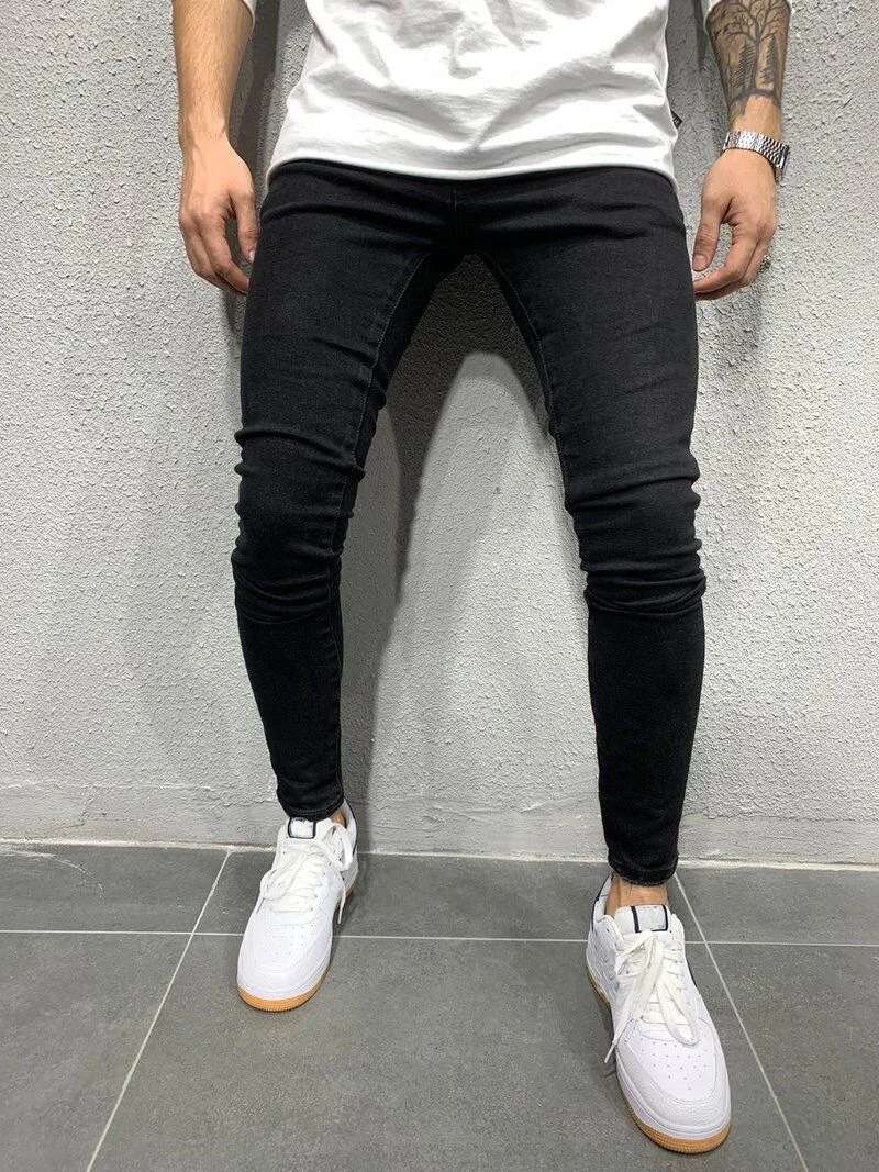

High quality men's elastic tight legged jeans