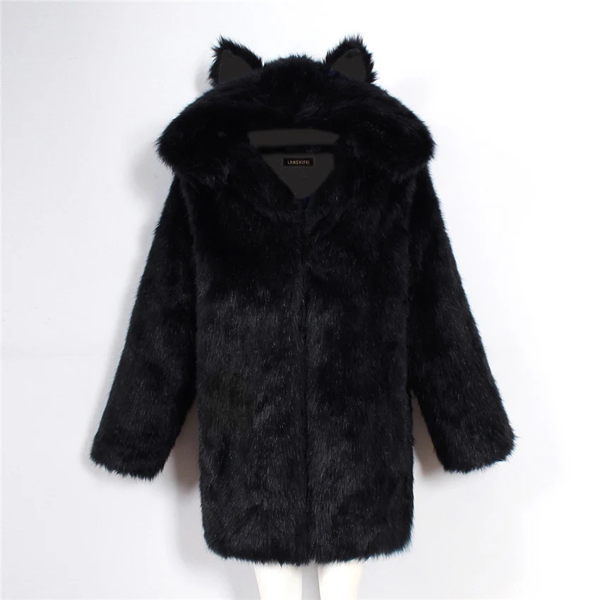 Lanshifei T0729 плотное теплое пальто из искусственного меха, опт, кошачьи уши, искусственный мех, парка, зимняя теплая меховая куртка, производство Китай, искусственный мех, пальто