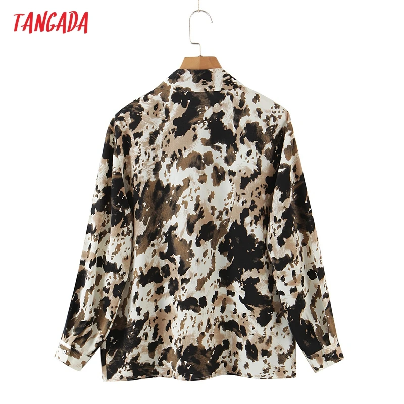 

Tangada Women Retro Oversized Print Blouse Long Sleeve Chic Female Casual Loose Shirt Blusas Femininas SL173