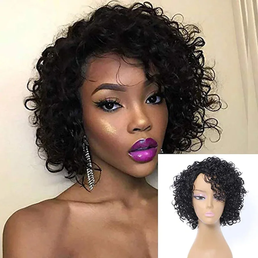 150% 13x4 Lace Seditty Bob Wig brazilian Human Hair Wig sale Pre Plucked with Baby Hair Brazilian Remy Hair Curly Short Bob Wig