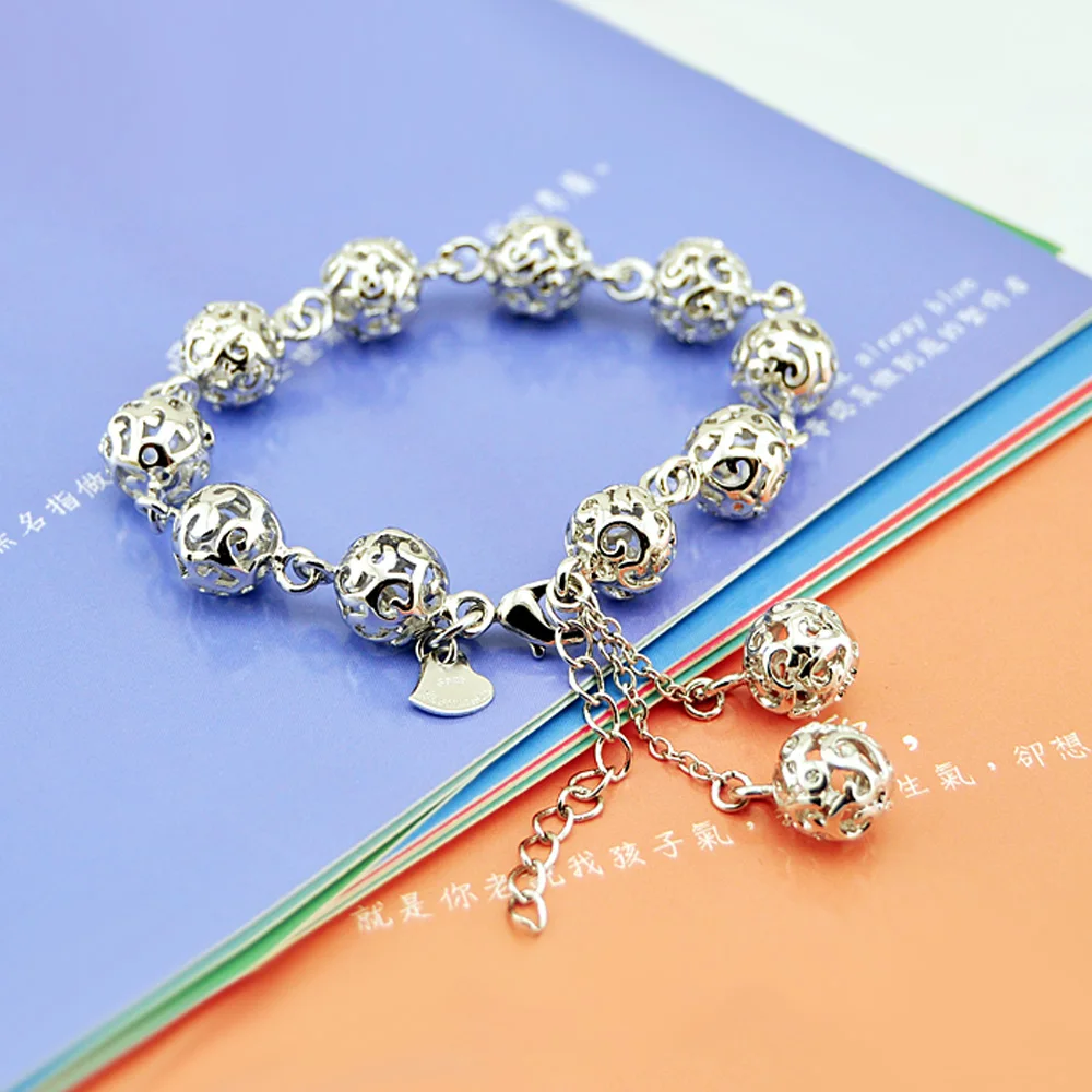 Браслеты и обручи с полыми шариками из стерлингового серебра 925 пробы серебряные