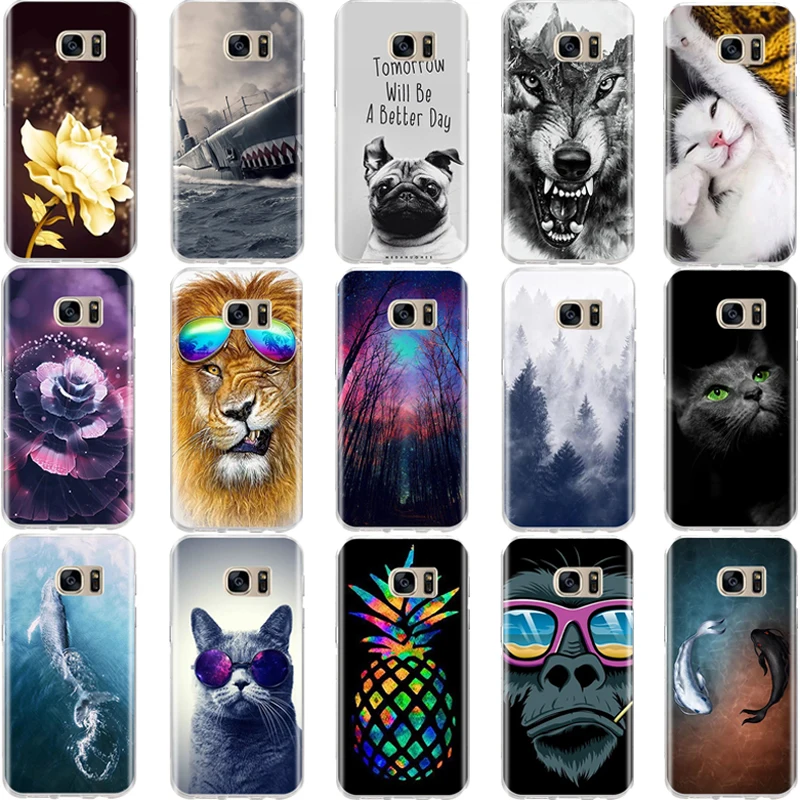 Чехол для Samsung S6 S7 Edge мягкий силиконовый чехол с 3D рисунком милым котом Galaxy S8 S 6 7 8