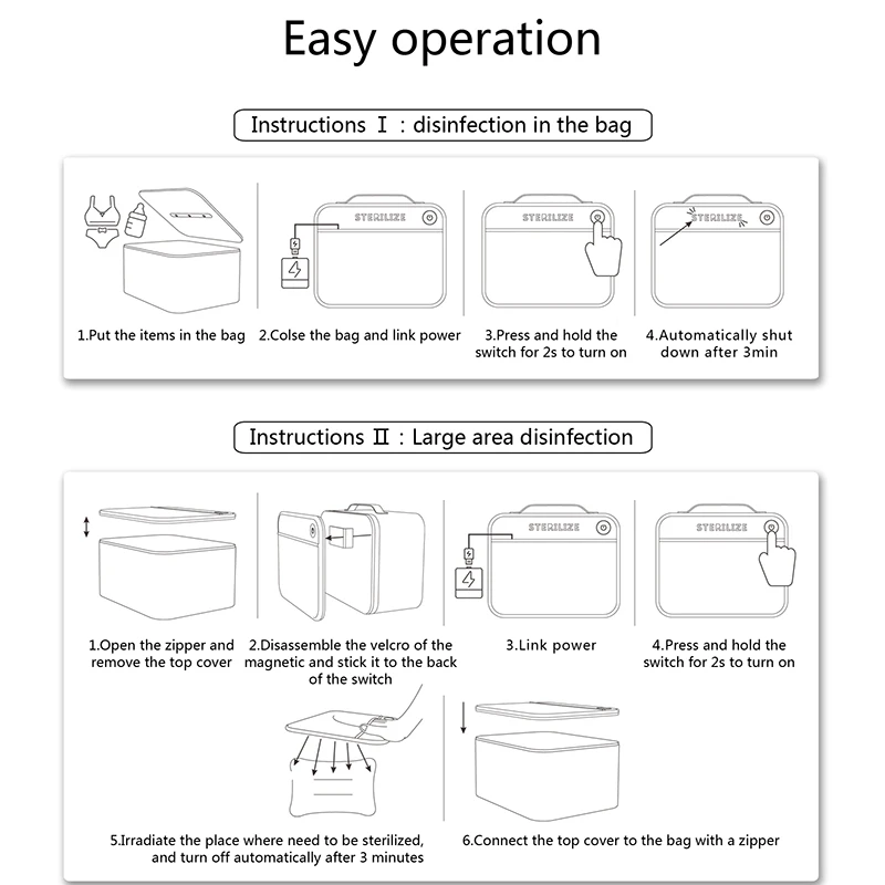 

USB UV Disinfection Bag Portable LED Mask Disinfection Foldable Handbag