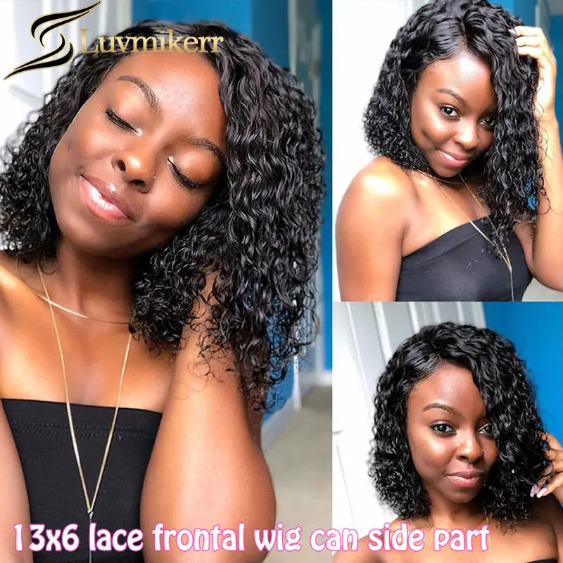 

Curly Short Bob 13x6 Lace Frontal Wig Natural HD Transparent Brazilian Human Hair Wigs For Women Pre Plucked 4x4 Closure Wig 150