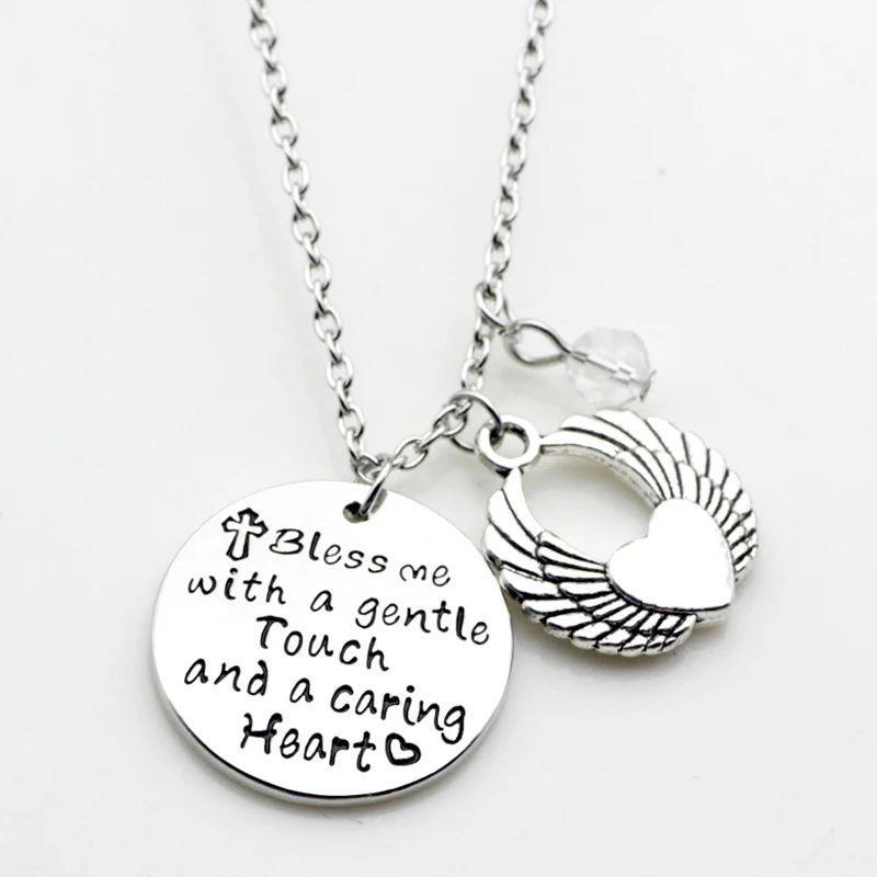 Подарок медсестре ожерелье медсестры Благословите меня нежным прикосновением и