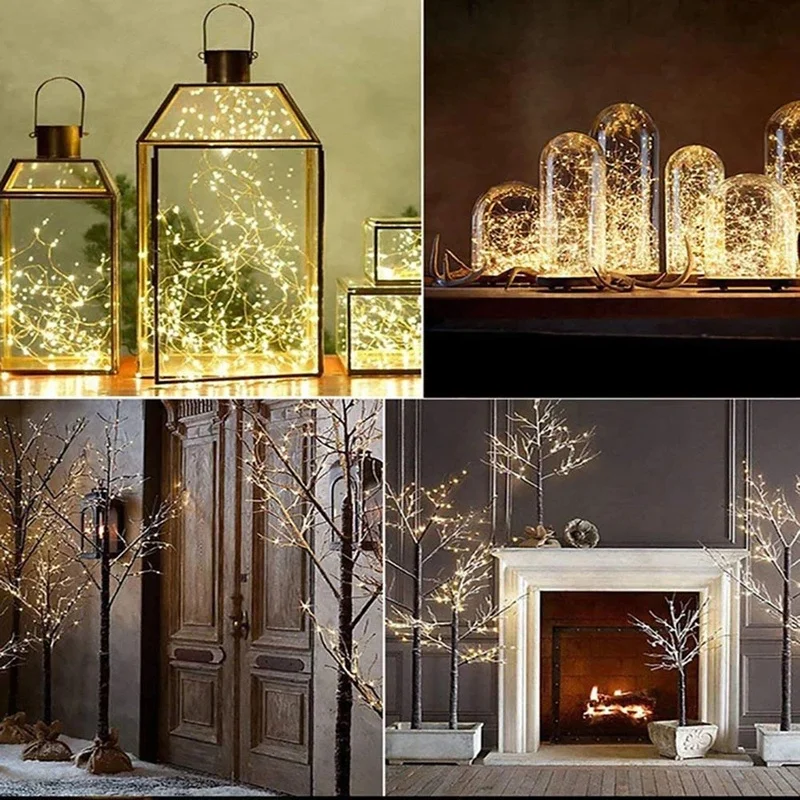 

5M Copper Wire 200 LED String Lights Firecracker Fairy Garland Light for Christmas Window Wedding Party Battery Operated