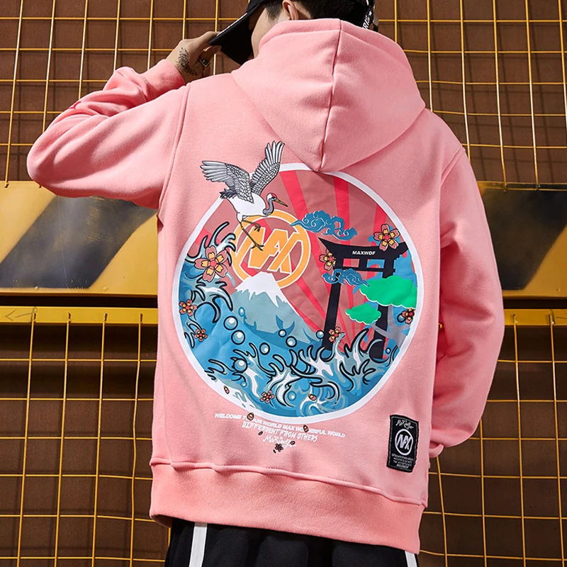 Новые японские вышитые краны флисовые толстовки уличная Мужская и женская 2019