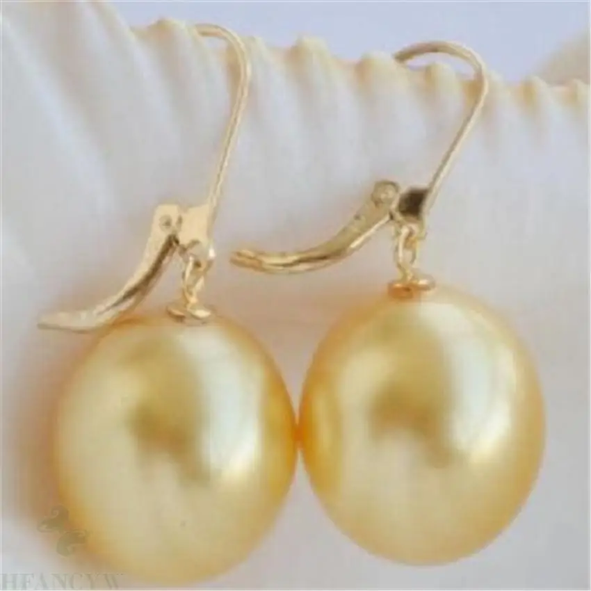 Женские серьги с жемчугом и ракушками цвета морского золота 16 мм | Украшения