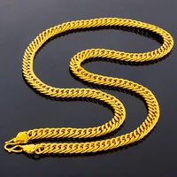 8mm double curb chain necklace men jewelry 18k yellow gold filled classic male clavicle accessories 60cm long