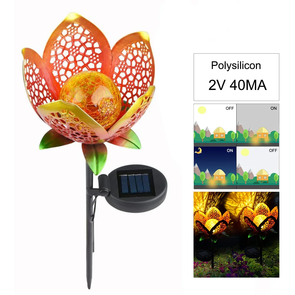 

2Pc LED Solar Garden Light Flower Lamp IP65 Iron Craft Garden Decoration Lawn Lamp Waterproof Outdoor Landscape Solar Path Light