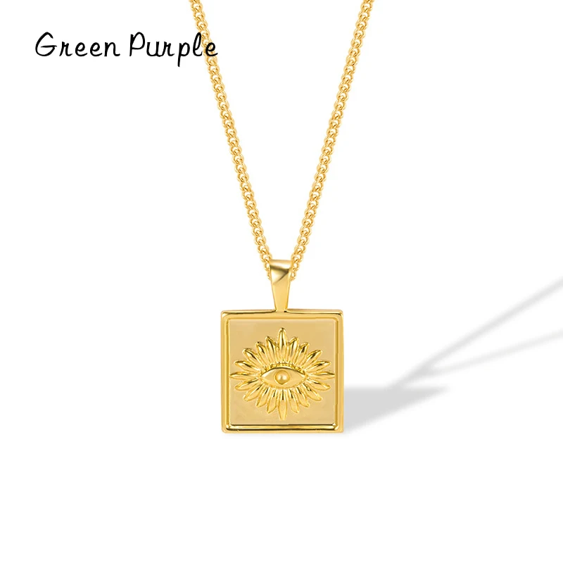 

Green Purple 100% 925 Sterling Silver Trend Stacking Necklace Demon Eye Pendant Chain For Women Fine Wedding Jewelry Gift