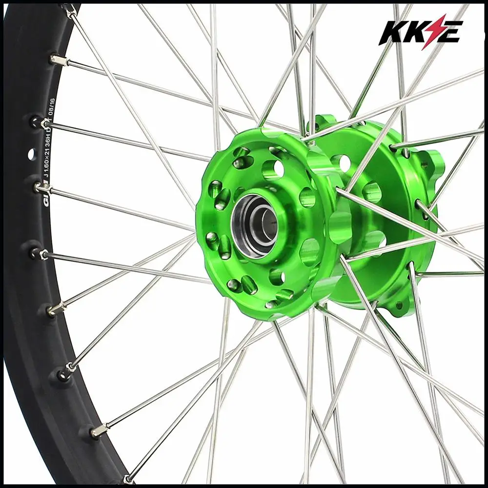 KKE 1.6*21 Spoked Front Wheel Rim for Kawasaki KX250F KX450F 2006-2018 Green Hub Black | Автомобили и мотоциклы