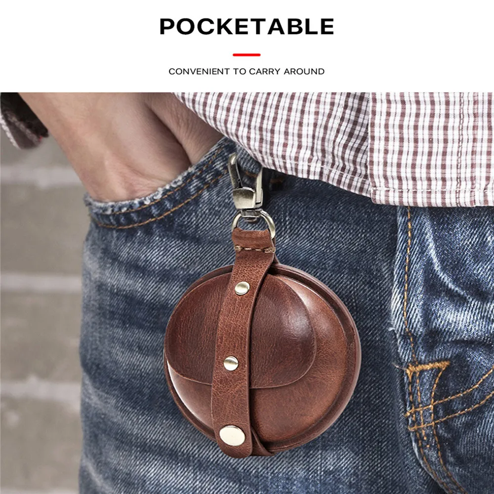 Винтажный Портативный кожаный защитный чехол круглая коробка для хранения Airpods