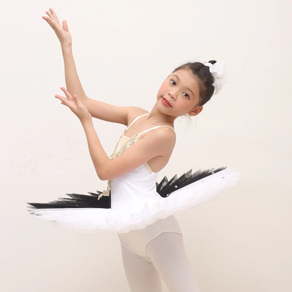 Новинка 2021 детская балетная юбка костюмы с лебедями черно белая танцевальная