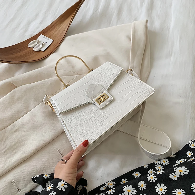 

Barleygirl Iron Handle PU Leather Small Crossbody Bag for Women 2021 Luxury Fashion Lock Shoulder Handbags and Purses Lady Totes