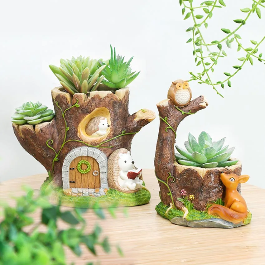 

Cartoon Pastoral Cute Animal Succulent Flower Pot Creative Personality Model Balcony Resin Potted Decorative Small Ornaments