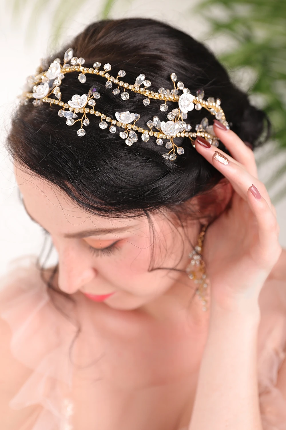 Новое поступление 2020 золотые Цветы Стразы кристалл сплав Женская корона