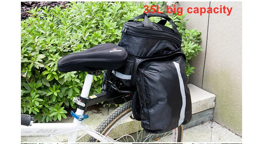 

MTB Bicycle Carrier Bag Rear Rack Luggage High Capacity 35L Road Excursion Pannier Expandable Shelf Bag Cycling Tail Seat Shelf