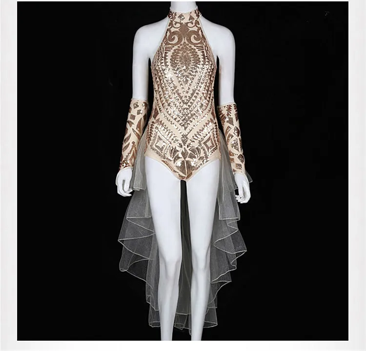 Женский костюм певицы для бара вечерний выступлений сексуальный боди с