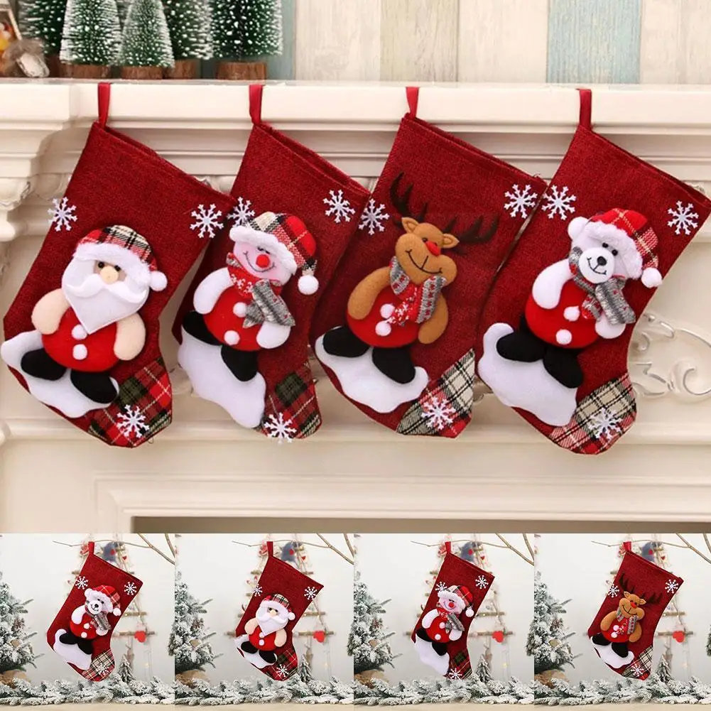 

Christmas Stocking Elk Santa Claus Christmas Decorations For Home New Year Socks Gift Bag Xmas Tree Decoration Ornaments O3B9