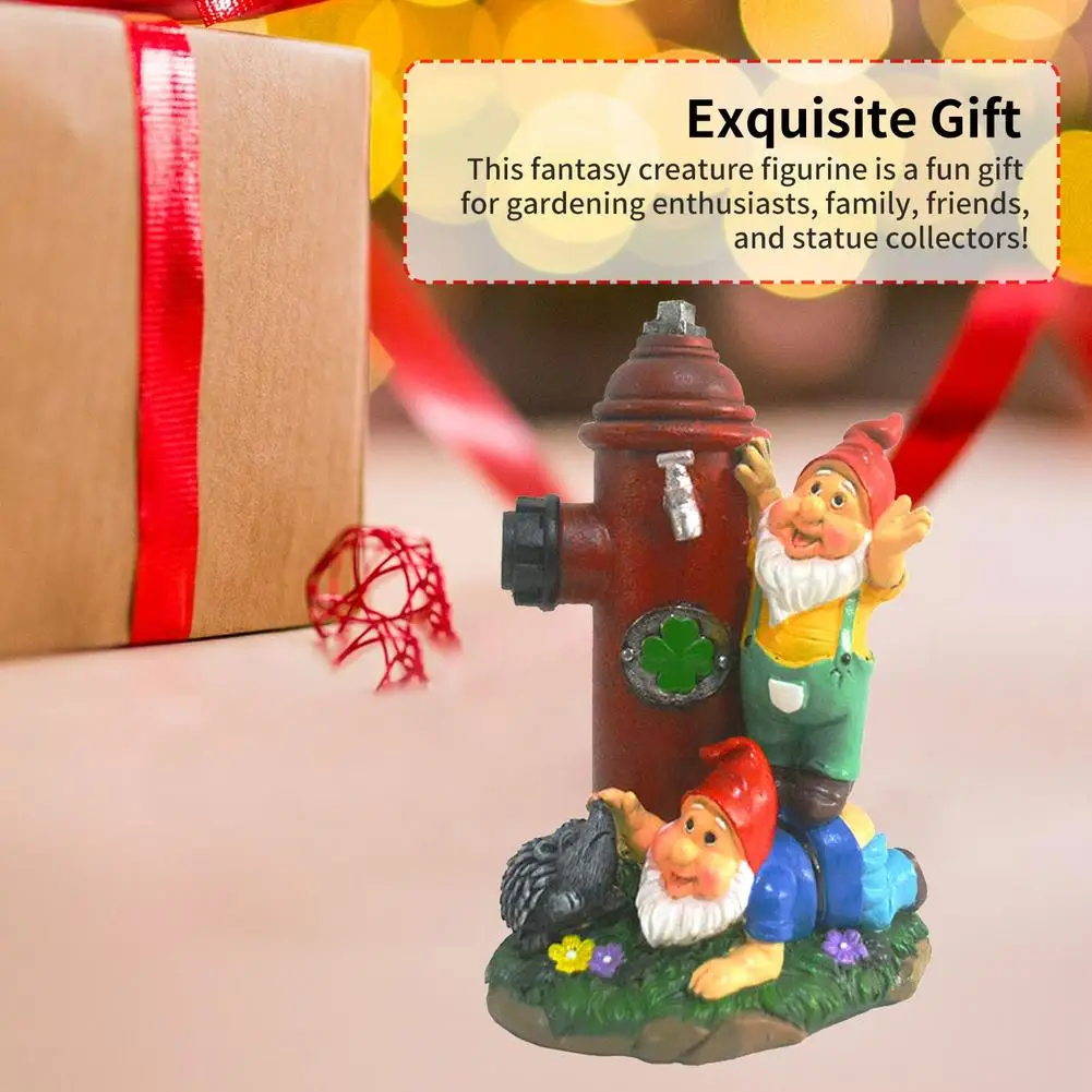 

Resin Gnome Statue Figurine Ornaments Outdoor Garden Lawn Hydrant Dwarfs Sculpture Decoration Home Room Tabletop Art Decoration