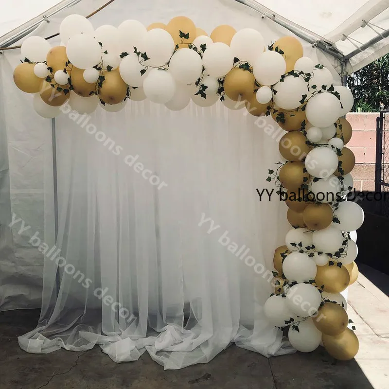 122 шт. латексные белые золотые гелиевые шары сделай сам|Воздушные и аксессуары| |