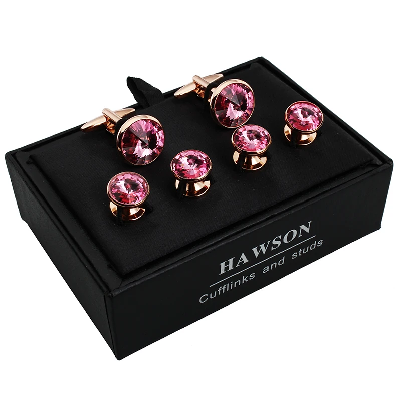 Хоусон запонки и шпильки смокинг набор Серебряный цвет с кристаллами Swarovski в струйном гематите, темно-синий, серый кристалл, фиолетовый, зеленый