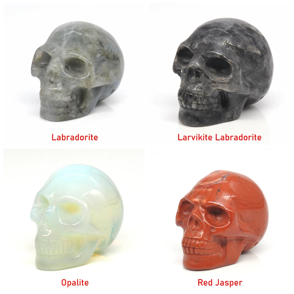 2&quot Skull Statue Natural Stones Carved Healing Crystals Ornament Reiki Witchcraft Supplies Gemstone Wicca Chakra Home Decoration | Дом и