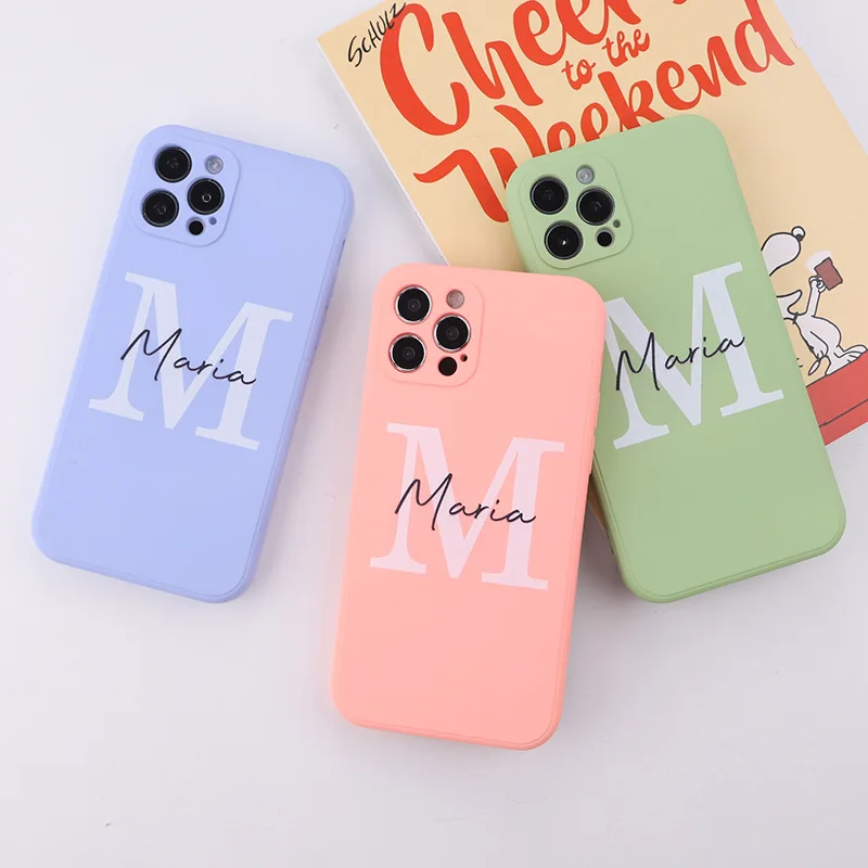 

PUNQZY Letter M Painting Soft TPU Phone Case For iPhone 13 12 11 PRO X MAX XR XS 6 8 7PLUS SE2020 All-inclusive Protection Cover