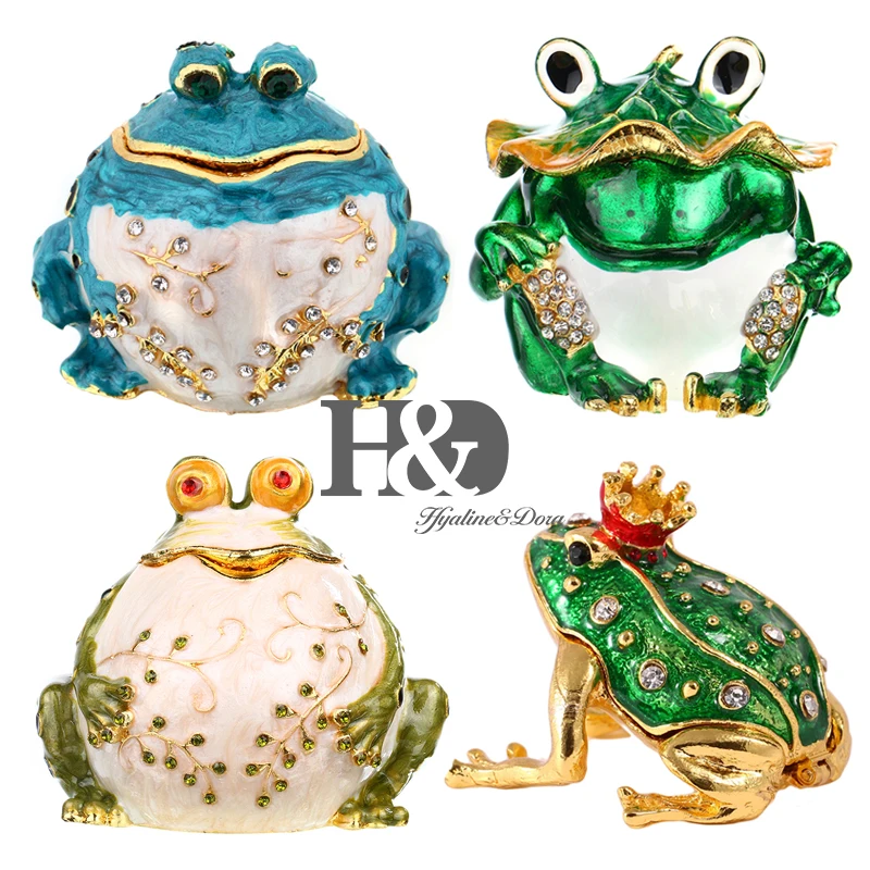 H & D хрустальные ювелирные изделия в форме лягушки шкатулки на шарнирах виде
