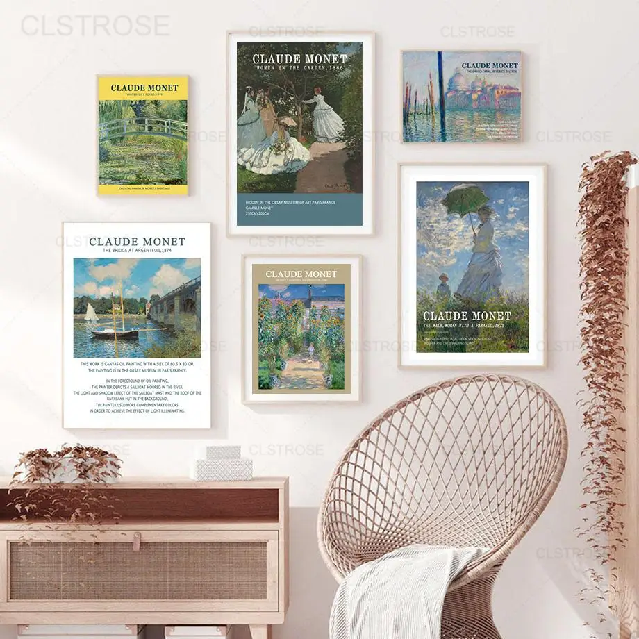 

Claude Monet Famous Fields Landscape Canvas Painting Nordic Abstract Retro Art Poster Wall Art Picture Home Decor Living Room