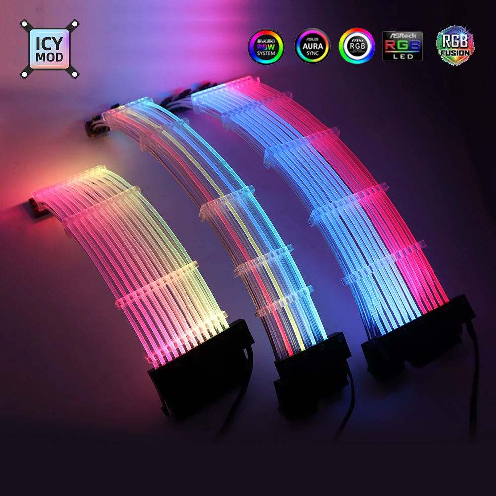 Удлинительный кабель ARGB GPU 3x8PIN Rainbow Lighting Cable 8 + Strimer Wire 24PIN MOBO VGA RGB удлинитель