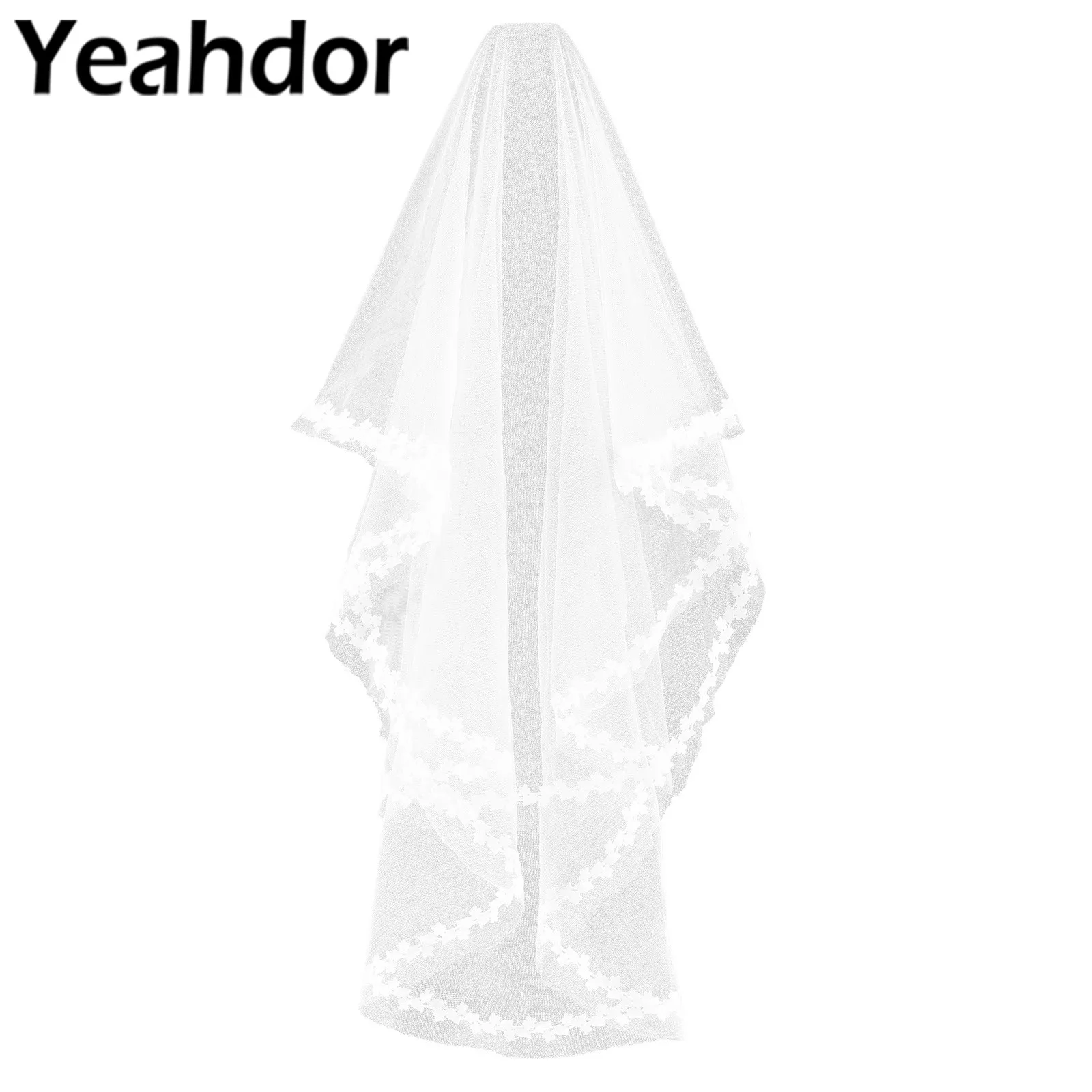 

Фата Женская Однослойная, белая, с цветами