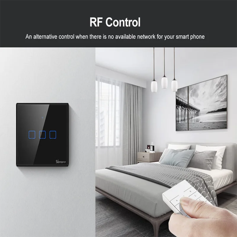 Настенный Wi-Fi-выключатель SONOFF T0 1/2/3 клавиши ЕС стандарт приложение для умного