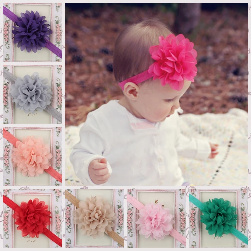 

High Quality Infant Girls Chiffon Flower Headband Elastic Hair Bands Baby Accessories Cute Princess Headwear Kids Birthday Gift