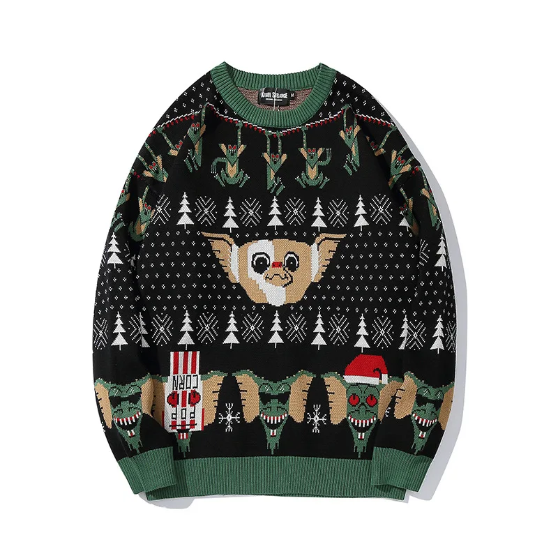 

Хлопковый пуловер Coed с круглым вырезом, Рождественская осенне-зимняя теплая просторная одежда в стиле пэчворк с длинными рукавами, мужской ...