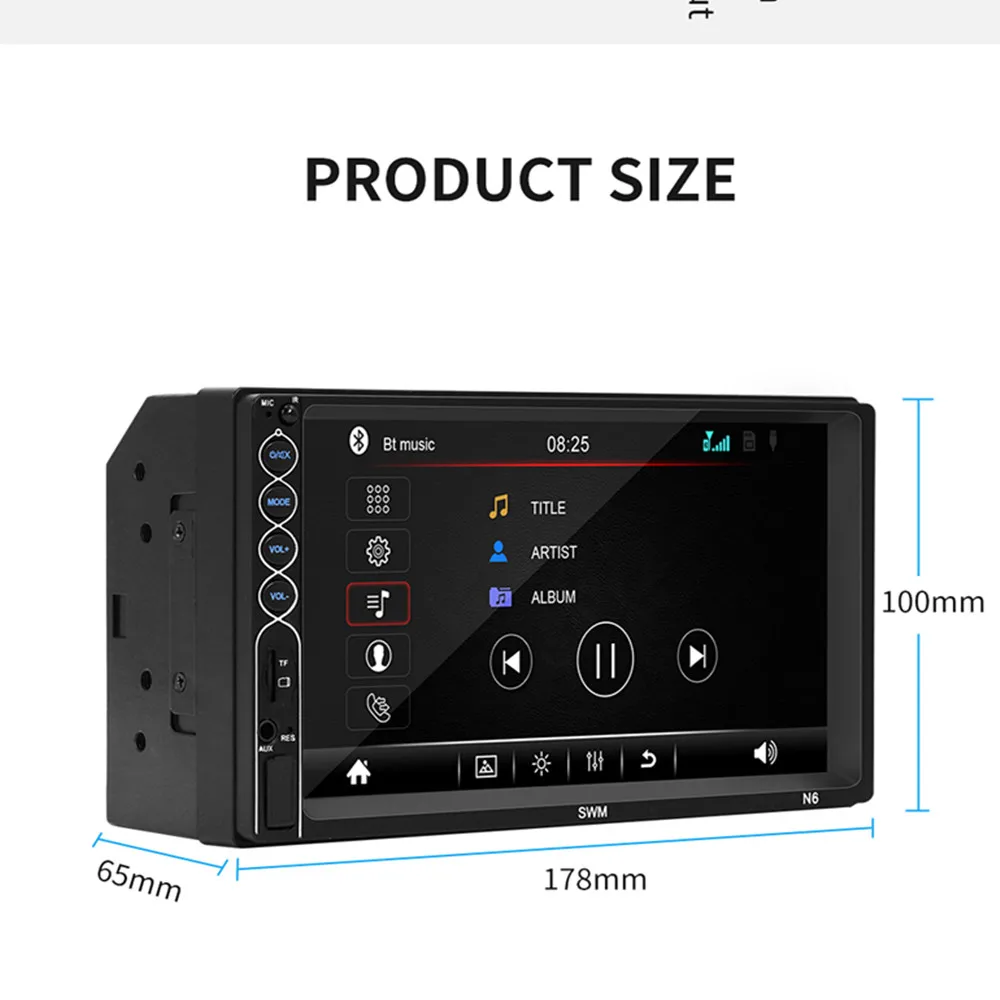 Автомагнитола 2 din с сенсорным экраном 7 дюймов стерео система поддержкой bluetooth usb