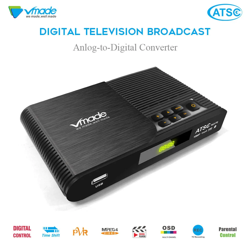 Vmade Full HD 1080P цифровой ТВ трансляционный приемник DVB ATSC F6 Поддержка Youtube H.264 MPEG4 для