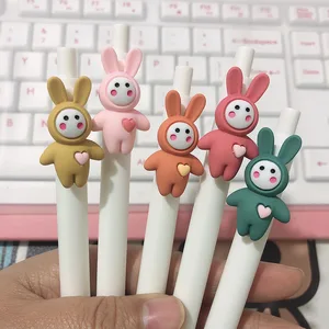 2 шт. симпатичная мультяшная ручка для прессования, любовь, сердце, кролик, Санта-Клаус, черные чернила, 0,5 мм, гелевая фотоэлемент