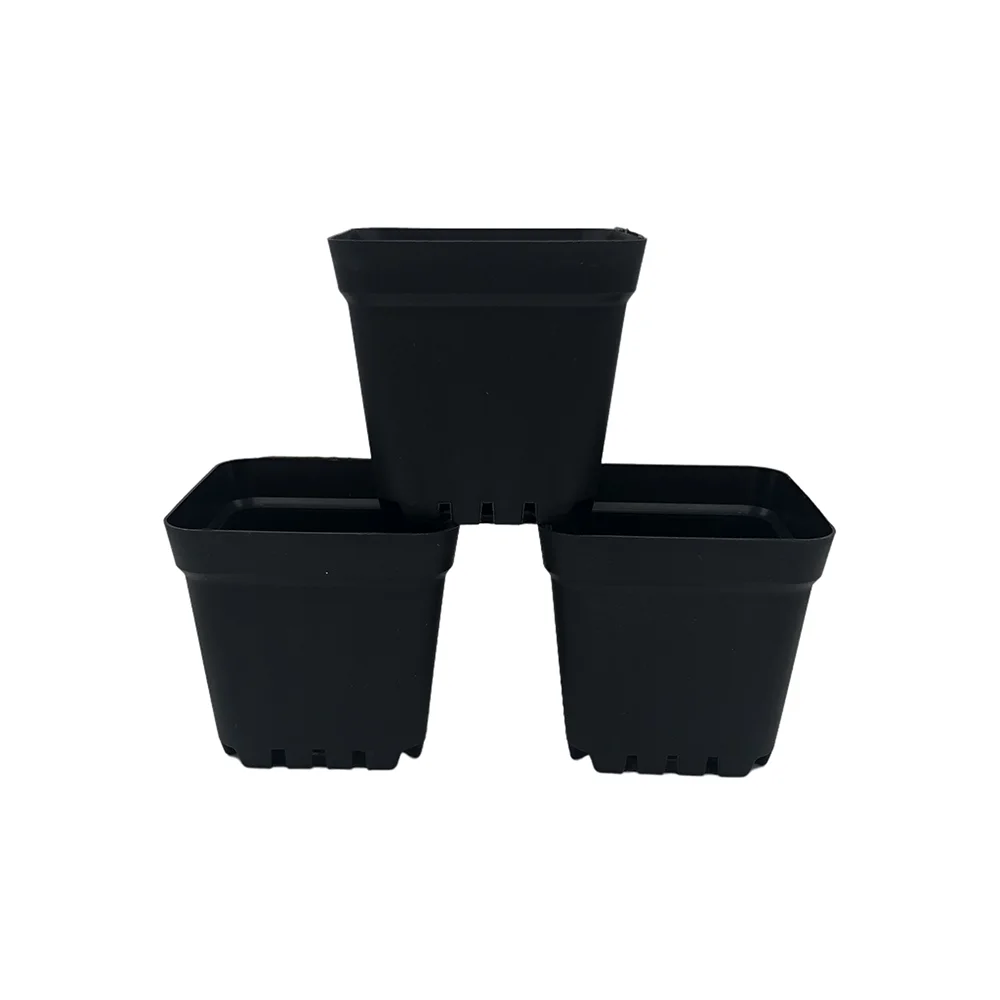 

100Pcs/Lot D7XH6.8CM Black Nursery Pots Plastic Planters Square SF-135B