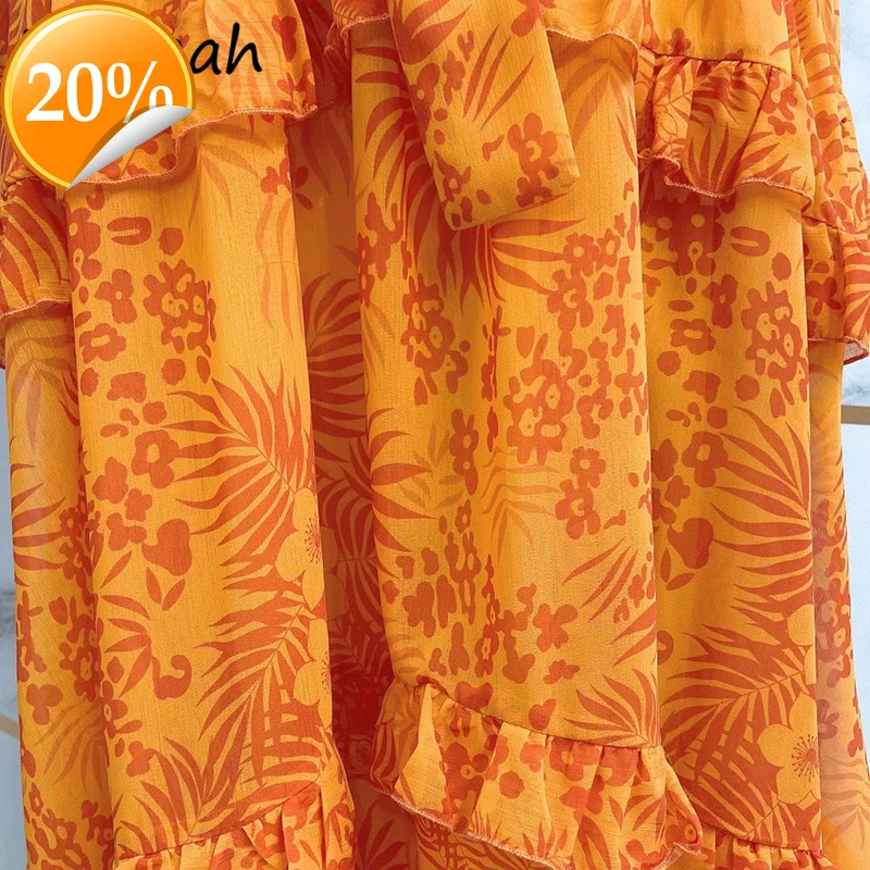 

Spring Women Fashion Designer Party A-Line Dress Flare Shell Shoulders Sharpen Floral Print Elegant Women Long dress