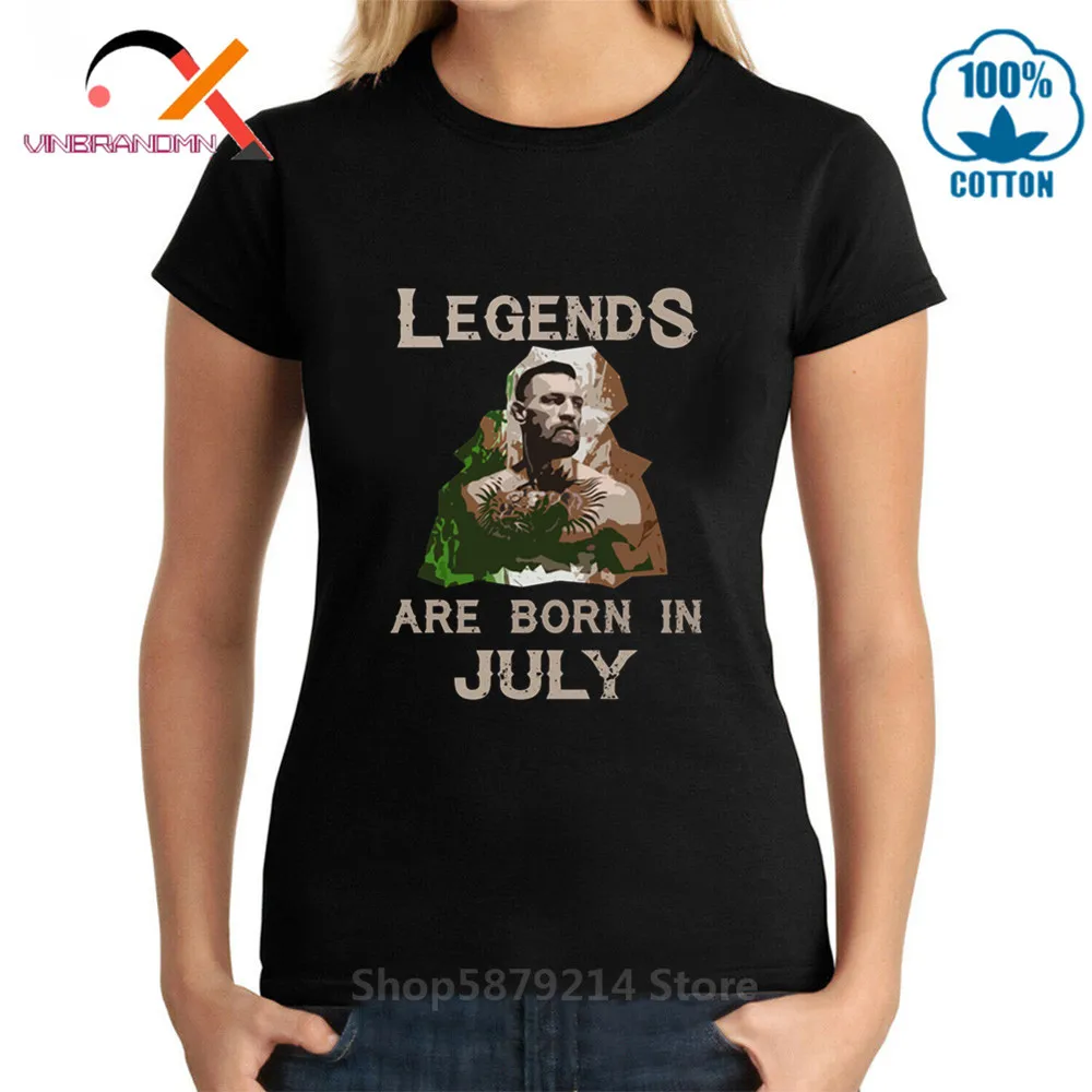 Горячая Распродажа Винтажная Футболка Legends are born in July женские футболки Conor Mcgregor