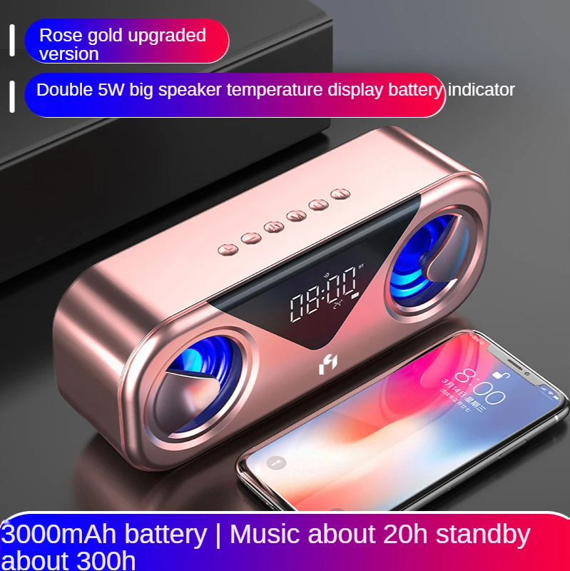 

YOUXIU Portable Bluetooth Speaker Wireless Alarm Clock Outdoor USB Stereo TWS Speakers Support U Disk TF Card Music Box