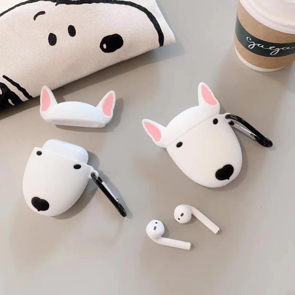 Мягкий силиконовый чехол для Airpods 1 2 милый 3D с бульдогом телефона Air Pods аксессуары