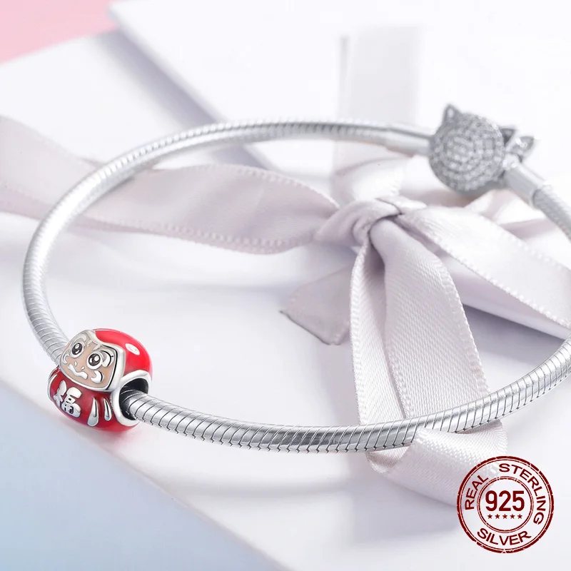 Женский браслет из серебра 100% пробы с красной эмалью | Украшения и аксессуары