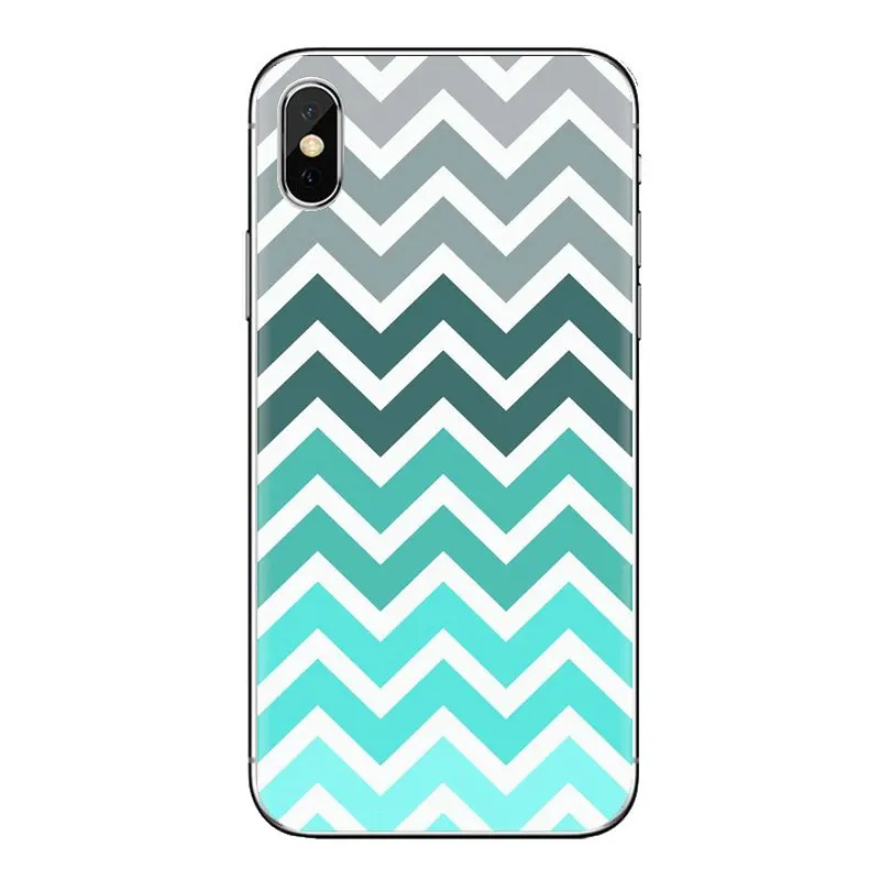 Gray And Mint Green Chevron Transparent Soft Cases Covers For iPod Touch Apple iPhone 4 4S 5 5S SE 5C 6 6S 7 8 X XR XS Plus MAX |