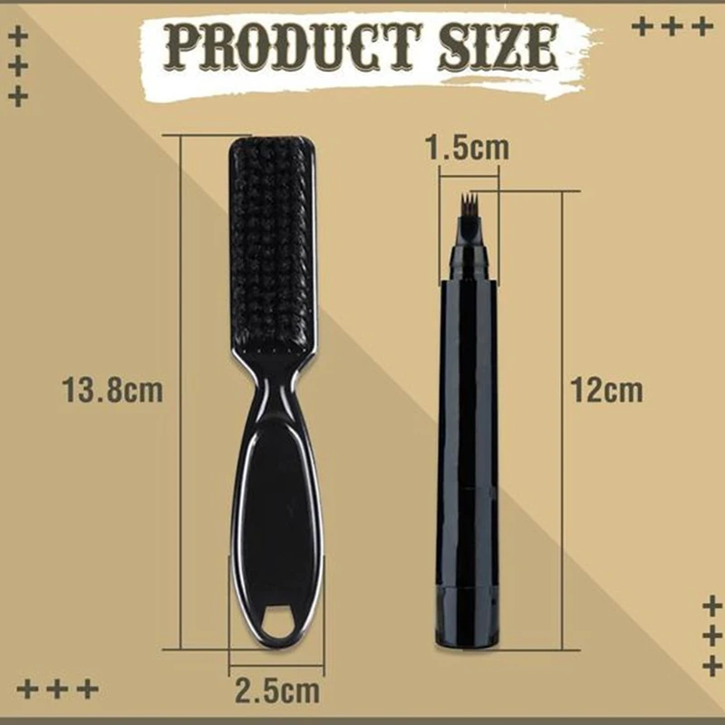 

Waterproof 4 Fork Tips Beard Shaping Pen Filler with Styling Brush for Men 875C