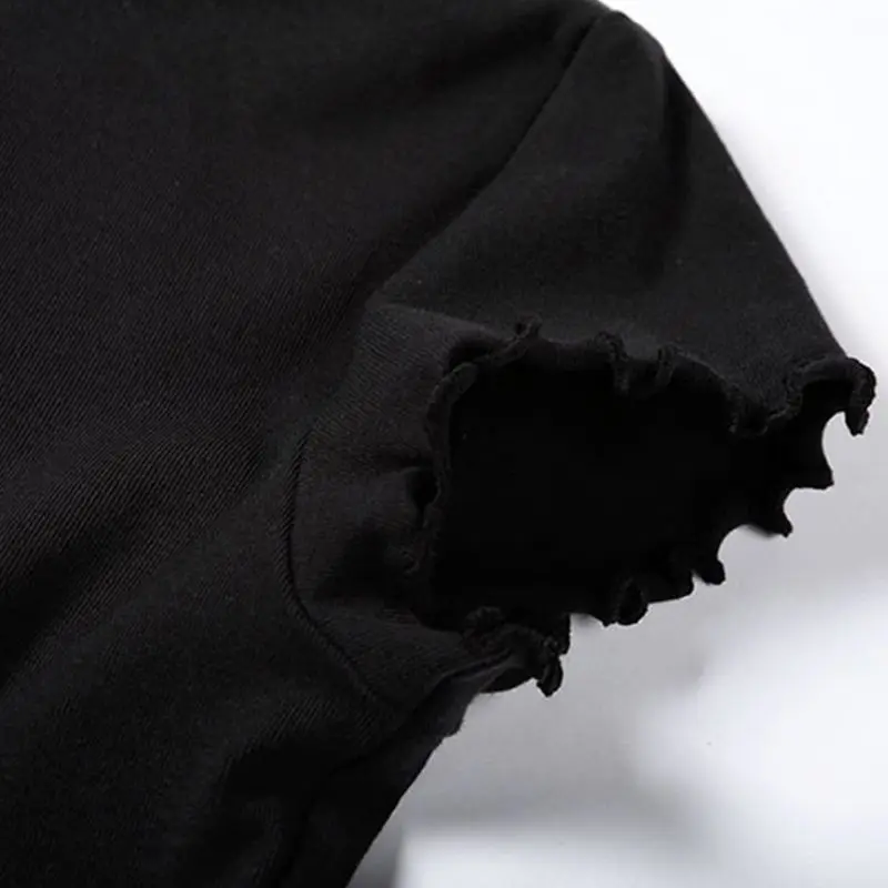 

Women Sexy Two Piece Outfit Set Letters Printed Short Sleeve Crop Top High Waisted Mini Bodycon Skirt Ruffles Clubwear